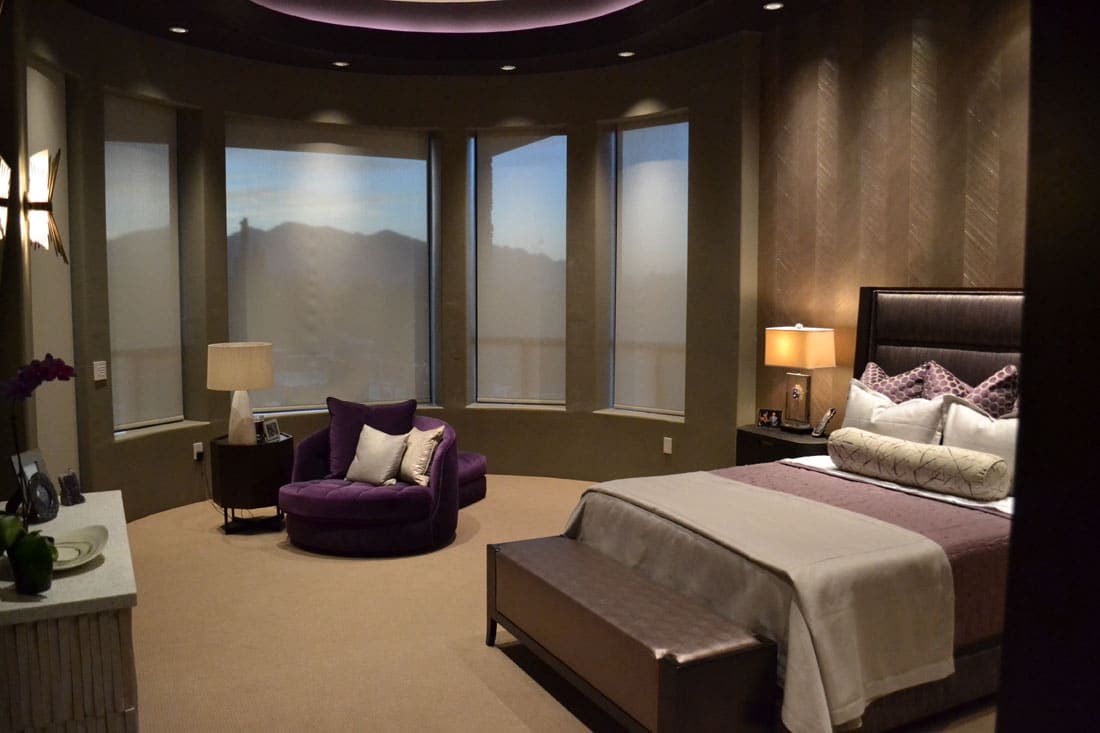 Master Suite with radius viewing window pop out and indirect lighting